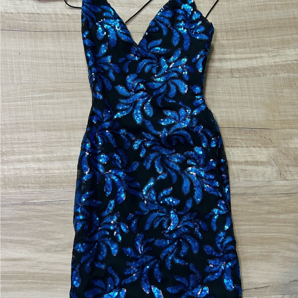 Elegant Blue Sequin Dress